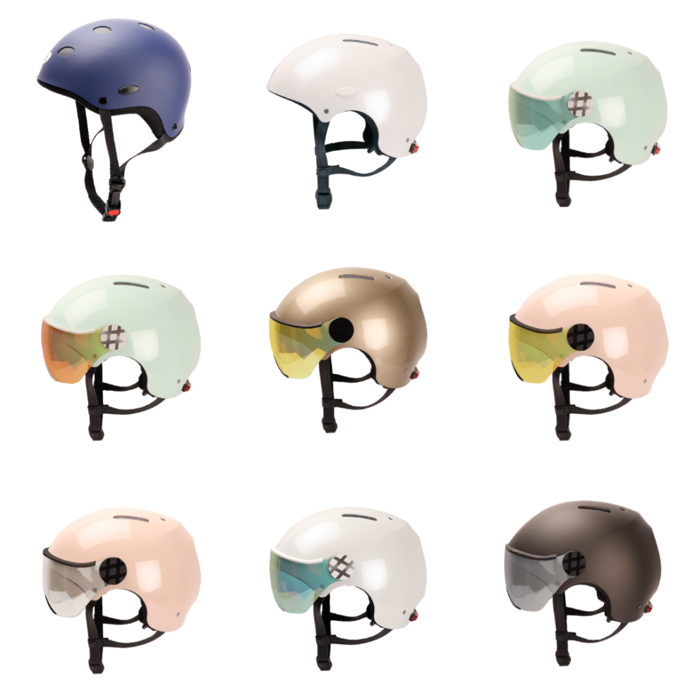 Gamme complète de casques vélo ville DIEZZ personnalisables avec ou sans visière, en plusieurs coloris