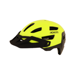 Casque VTT jaune fluo avec visière amovible et filet anti-insectes